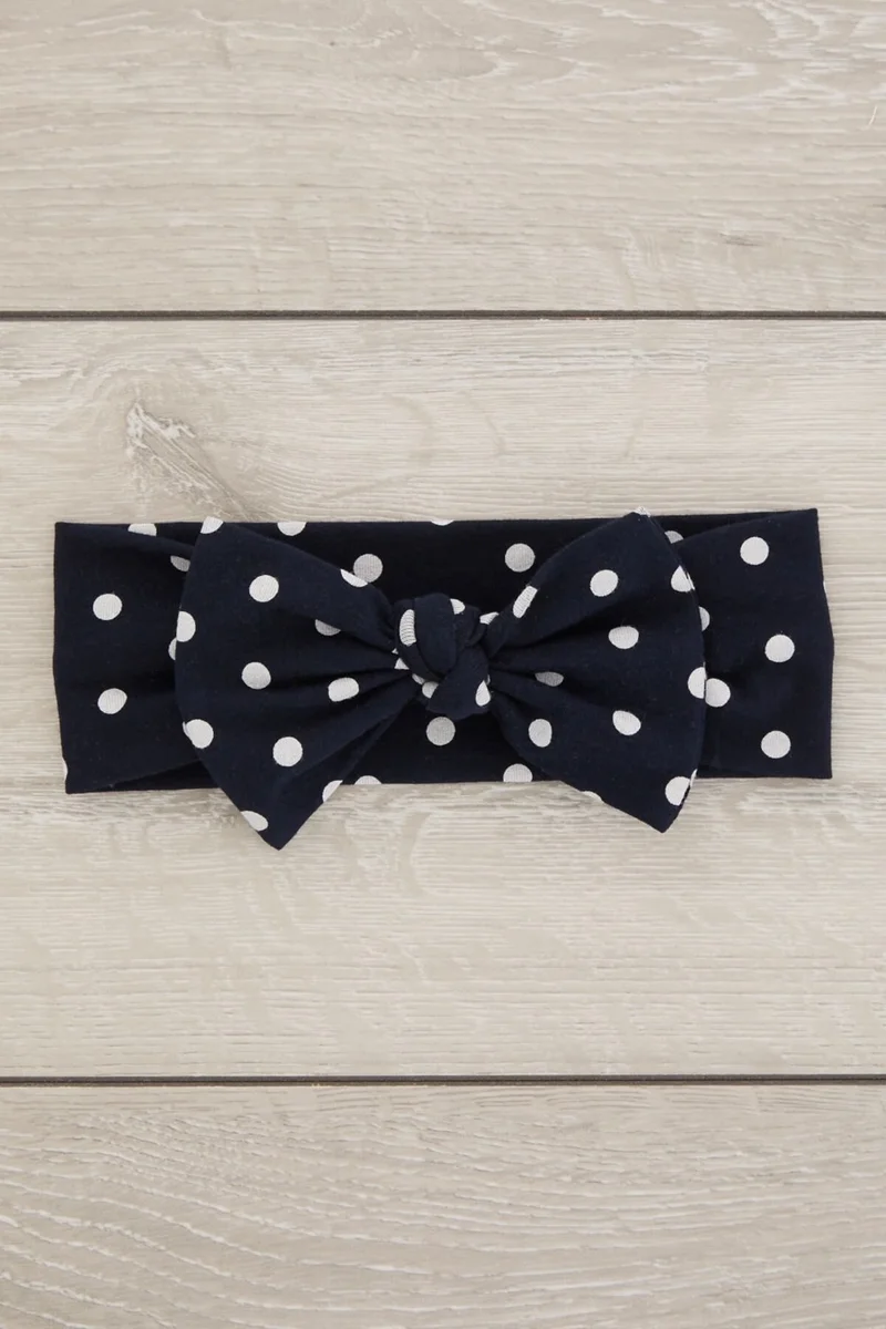 بيبيجيز Navy Blue White Polka Dot Handmade Soft Bow Tied Natural Cotton Combed Cotton Baby Kids Girls Bandana Best Of Series