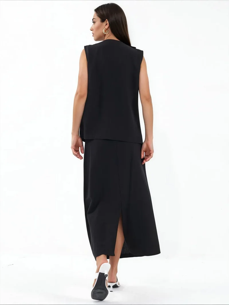 Jennyfer Black Cotton Viscose Linen Two-Piece Coord for Women | Best Price UAE