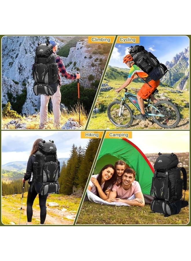 90L Large Camping Hiking Backpack,Waterproof,Internal Frame,Lightweight,Black - Image 5