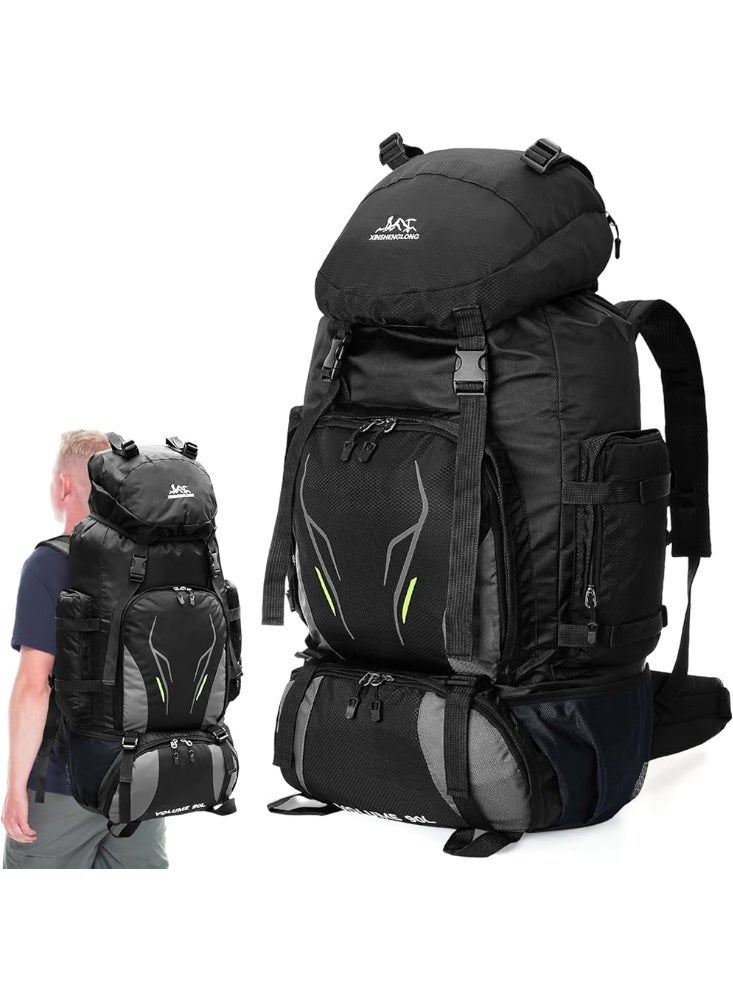 90L Large Camping Hiking Backpack,Waterproof,Internal Frame,Lightweight,Black - Image 1