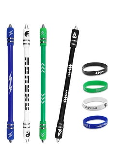 KASTWAVE Weighted Finger Spinning Pen Mod with Silicone Bracelet, Metal Heads Gaming Finger Pen, Anti Slip 8.5In Rotating Ballpoint Pen for Student Adults to Relieve Stress, No Pen Refill (4 Set)  - Image 1