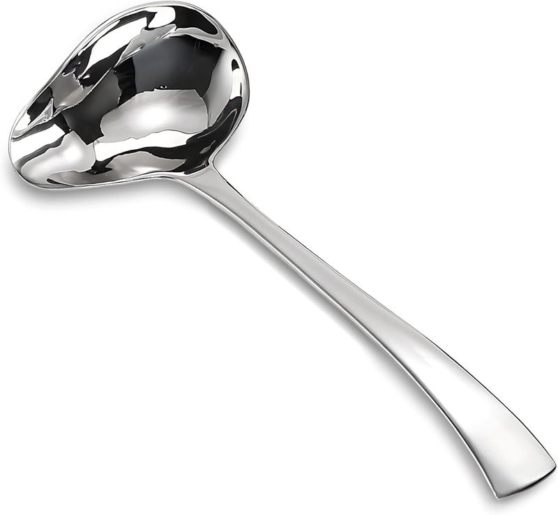 Comicfs Sauce Ladle, 18/10 Stainless Steel Gravy Ladle with Pouring Spout, Sauce Drizzle Spoon, Soup Ladles, Small Serving Gravy Ladles Serving Utensil, Dishwasher Safe, 7.3-Inch - Image 1