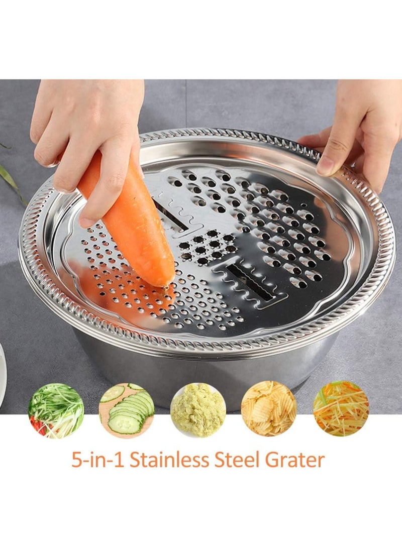 3-Piece Stainless Steel Bowl Set with Strainer & Multi-Function Grater Lid - Image 4