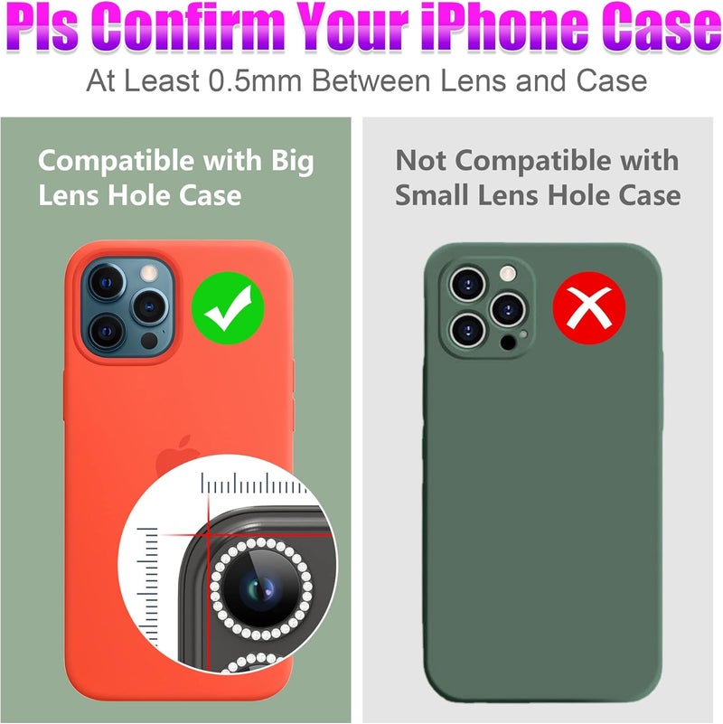 AGVEE 3+3 6 Pack for iPhone 12 Pro Max 6.7" Camera Lens Protector, Bling Diamond & Bling Glitter Metal Ring 9H Tempered HD Glass Camera Cover Film, Bling-Black - Image 3