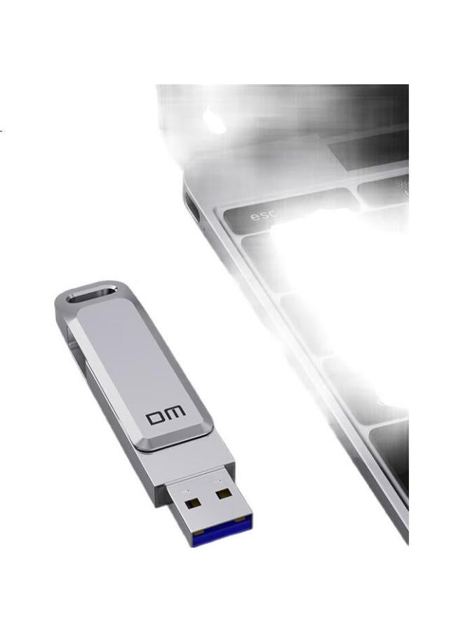 DM Dm Daimai 128Gb Usb3.1 Flash Drive, Metal Pd179 Chasing Wind, Silver, Rotatable Computer Usb Drive, Car Usb Drive, Metal Shell, High-Speed Read And Write - Image 2