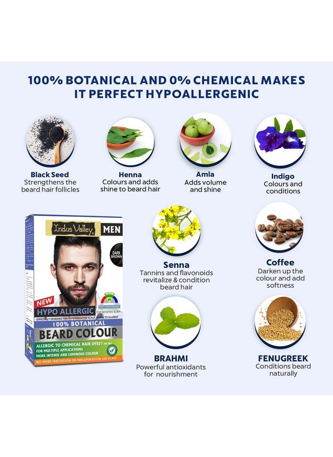 Indus Valley - 100% Botanical Hypo Allergic Aqua Beard Colour Dark Brown (100G +15Ml) - Image 1