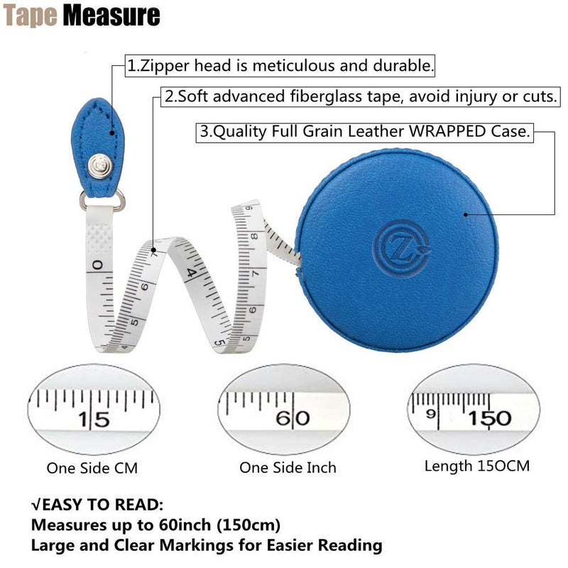 Z_جوده وثقه Sewing Tape Measure, Medical Body Cloth Tailor Craft Dieting Measuring Tape, 60 Inch/1.5M Dual Sided Retractable Ruler with Push Button Round(3 Pack, Red Yellow Blue) - Image 2
