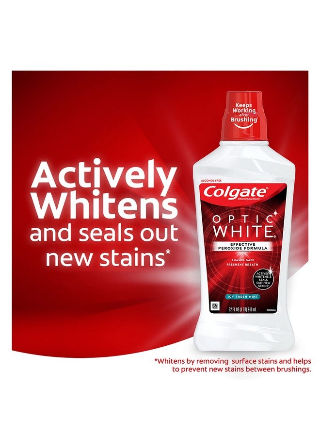 Colgate Colgate Optic White Whitening Mouthwash with Hydrogen Peroxide, Alcohol Free, Icy Fresh Mint - 32 fluid ounces (3 Pack)  - Image 2