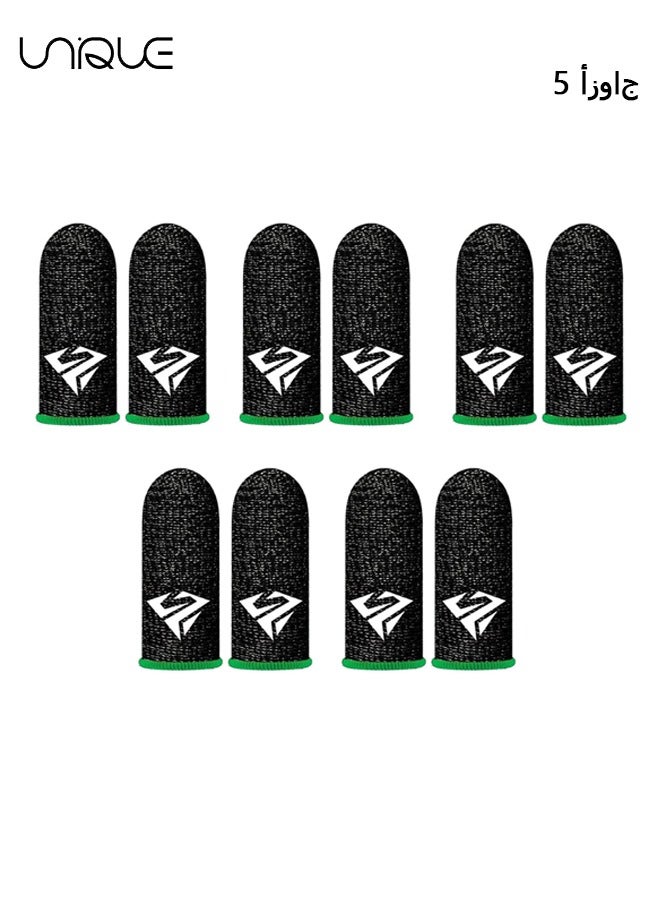 Unique 5 Pack Mobile Phone Gaming Finger Sleeves, Finger Sleeves Fit All Touchscreen Devices, 0.3mm Superconducting Nanofibers, Smooth Feel, Anti-Sweat, Extremely Thin, Green Edge  - Image 1