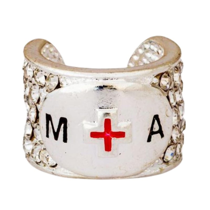 Charmed Custom Stethoscope Charms - MA Charm - Gifts for Nurses, Doctors, Veterinarians, Technicians, Surgeons & Healthcare Professionals - Metal Silver 0.5" Ring Charm - Image 1