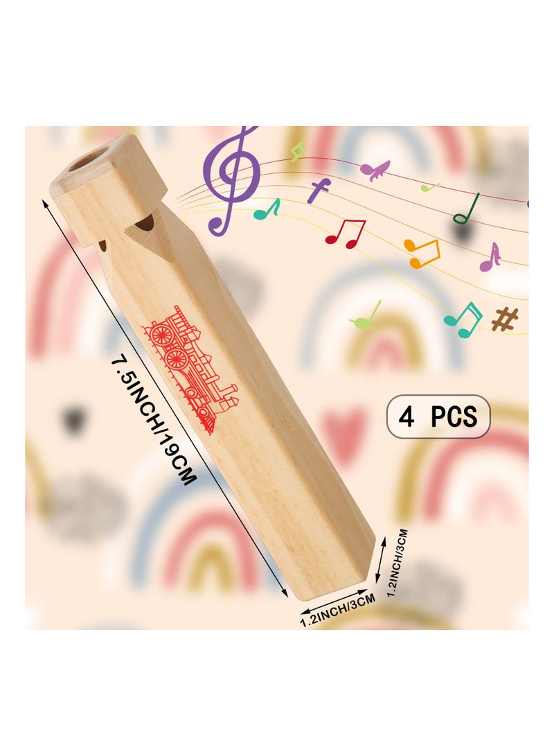 Zikra 4 Pcs Wooden Train Whistle for Kids,  4 Tone Educational Whistle Party Favors, Wood Toys Kids Music Train Party Decorations Kids Whistle Train Birthday Party Supplies - Image 3