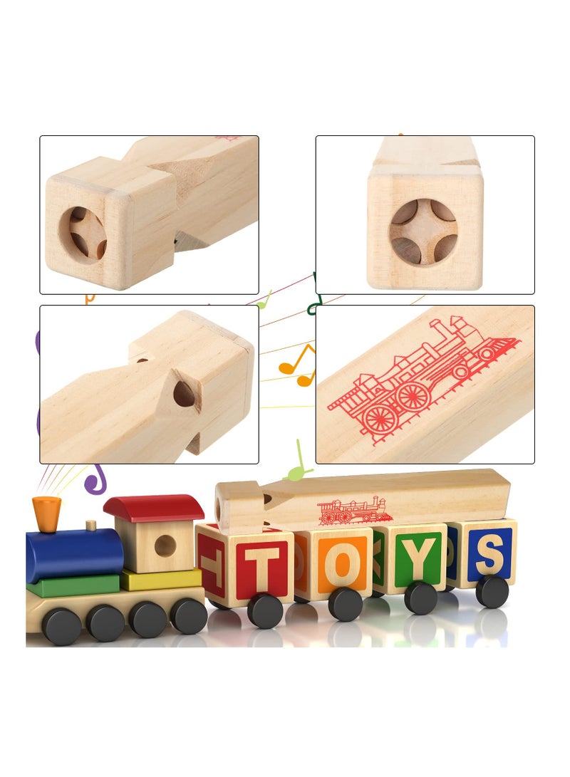 Zikra 4 Pcs Wooden Train Whistle for Kids,  4 Tone Educational Whistle Party Favors, Wood Toys Kids Music Train Party Decorations Kids Whistle Train Birthday Party Supplies - Image 4