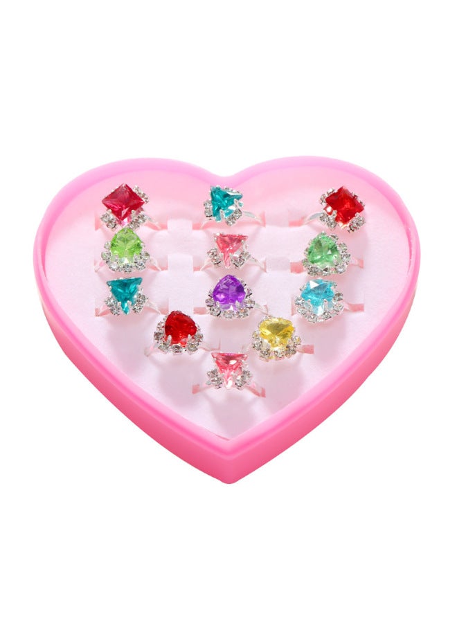 Imitation Crystal Gem Cute Cartoon elry Gift Set Ring And Korean Fashion Children's 12-piece Set Combination Ring