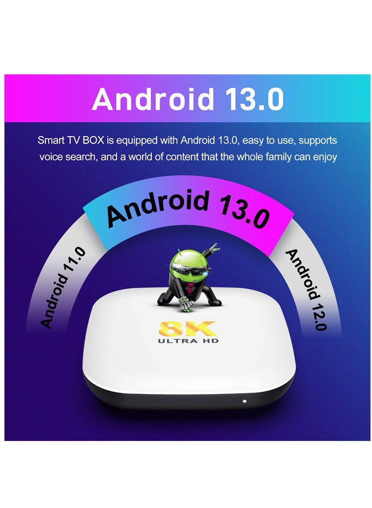اتش 96 ماكس صندوق التلفاز الذكي أندرويد 13.0 8K مع واي فاي 2.4G/5G ومشغل وسائط - Image 3