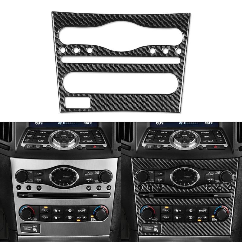 NVCNX Real Carbon Fiber Compatible with Infiniti G35 G37 G25 Q60 Q40 20072015 X S Sedan Coupe Convertible Car Accessories Interior Trim Dash CD AC Control Panel Cover Black B