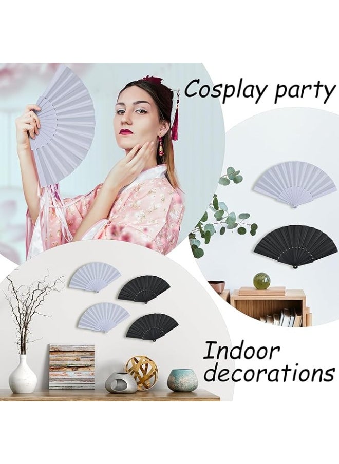 Generic - White Folding Fan, Traditional Handheld Fan with Fabric Plastic Frame for Wedding Party Dancing - Image 1