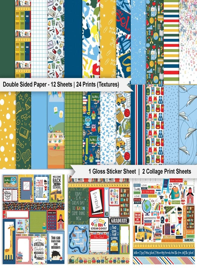 Inkdotpot Back to School Collection Double,Sided Scrapbook Paper Kit Cardstock 12"x12" Card Making Paper Pack of with Sticker Sheet - 16 Pages - Multicolor - Image 2
