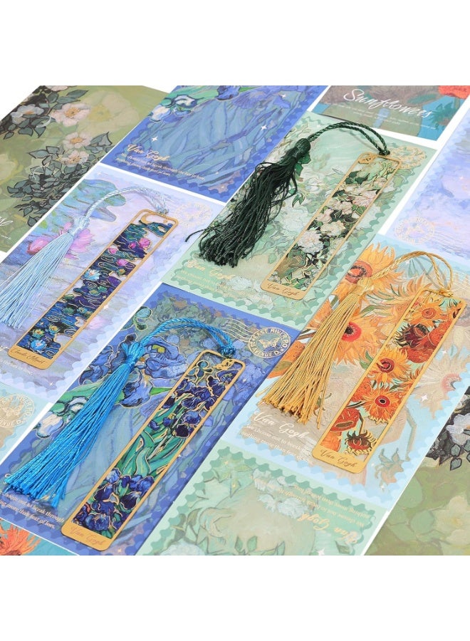 4 Pieces Metal Bookmarks With Tassel, Golden Hollow Bookmark, Oil Painting Theme Book Mark Bookmarks, For Book Lovers Writers Readers Children Teens Men Women Adults - Image 4