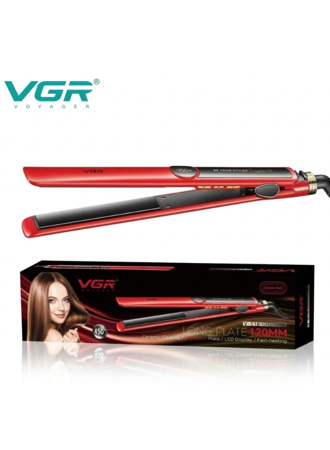 VGR 2-in-1 Professional Hair Straightener & Curler with LCD Display – Smooth, Frizz-Free Styling at Home Ceramic Hair Styling Tool with Adjustable Temperature & Fast Heat-Up – Perfect for Straightening, Curling & Waves - Red red - Image 3