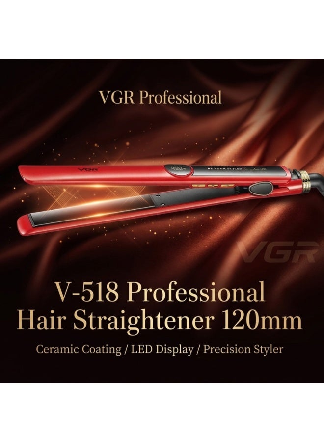 VGR 2-in-1 Professional Hair Straightener & Curler with LCD Display – Smooth, Frizz-Free Styling at Home Ceramic Hair Styling Tool with Adjustable Temperature & Fast Heat-Up – Perfect for Straightening, Curling & Waves - Red red - Image 2