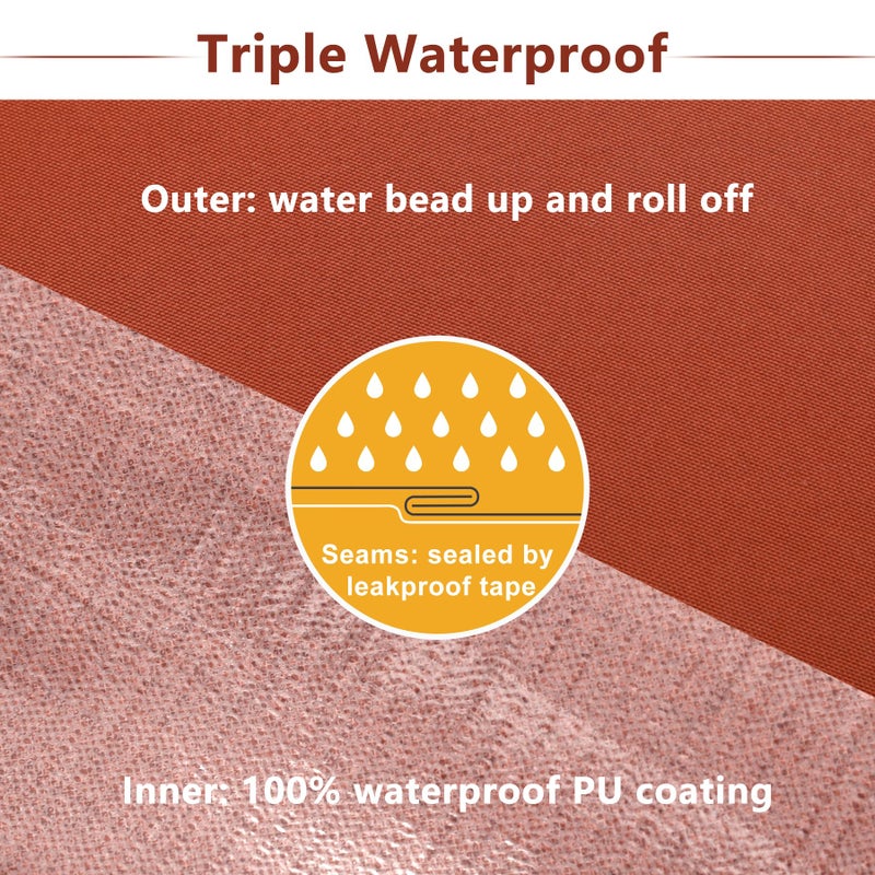 Favoyard Patio Chair Cushions 19 x 19 x 3 Inch Waterproof Outdoor Seat Cushions for Patio Furniture 3-Year Color Fastness Garden Sofa Couch Chair Pads with Handle & Adjustable Straps Set of 2, Spice - Image 4