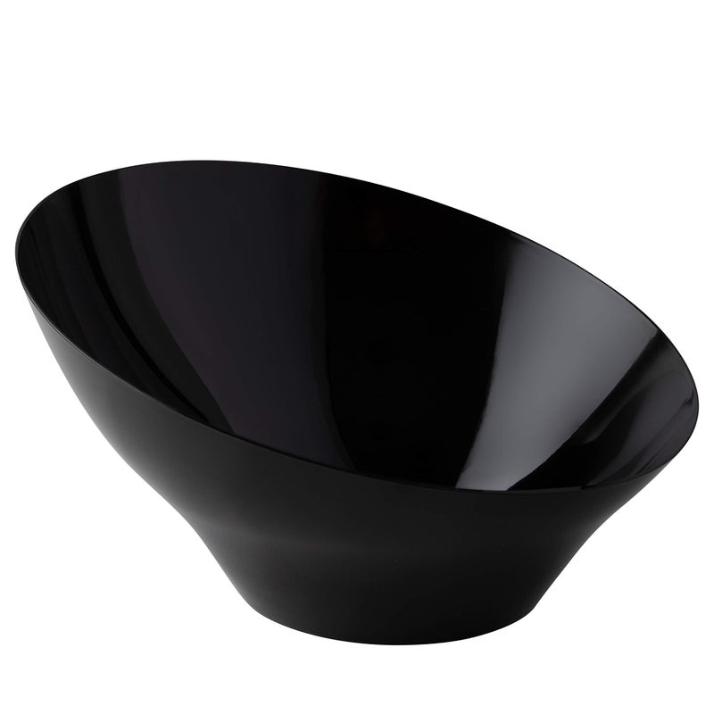 Plasticpro Disposable Angled Plastic Bowls Round Serving Bowls Party Snack or Salad Bowl Heavy Duty Elegant Black Pack of 4