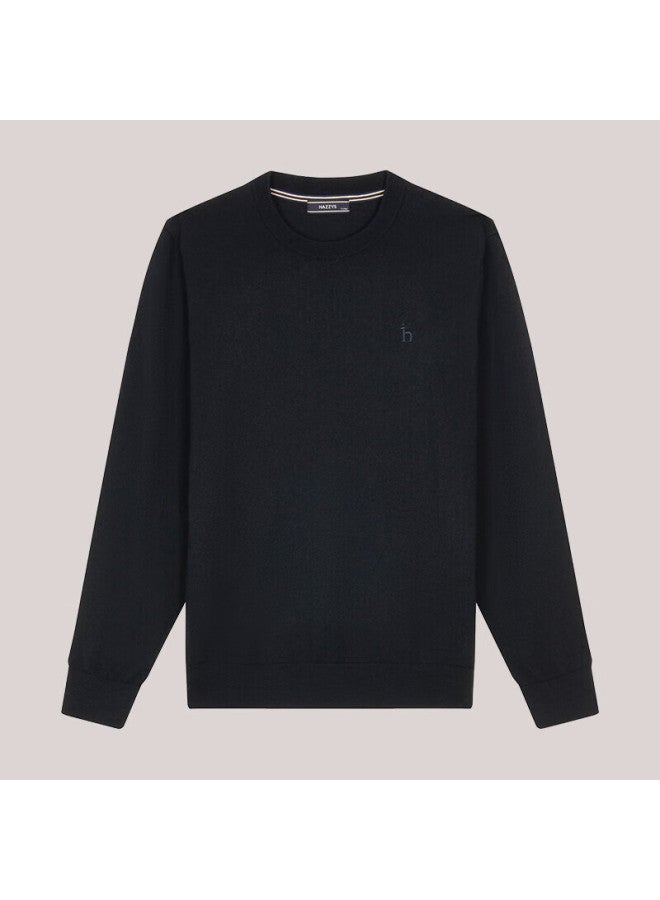 HAZZYS Hazzys Men's Solid Color Sweater, Inner Layer Wool Sweater Abyzd0bcf13, Dark Navy Dn, 170/92a46  - Image 3