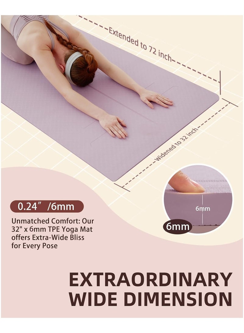 Generic Thick Yoga Mat for Home Workout – 183x61x0.6cm Non-Slip Exercise Fitness Yoga Mat, Eco-Friendly TPE Material, Durable Home Workout Mat with Strap & Carrying Bag, Anti-Slip, Cushioned Mat for Pilates, Yoga, and Stretching, Fitness Equipment for Home Gym  - Image 2
