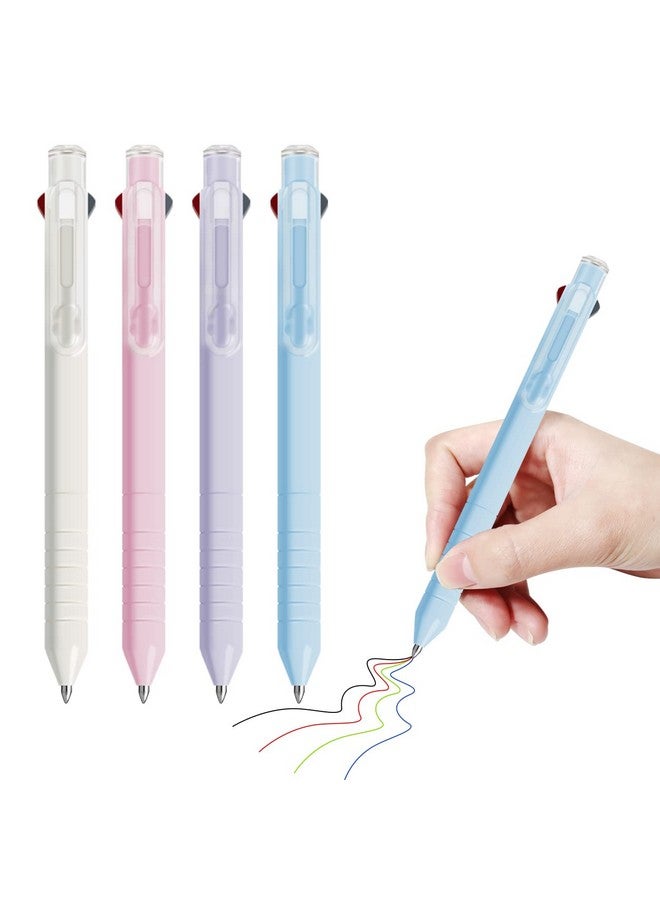 VITOLER 4 Pack Multicolor Pen,4-In-1 Colored Pens,0.5Mmretractable Ballpoint Pens For Office School Supplies,Multi Colored Pens For Students Children Gift - Image 1
