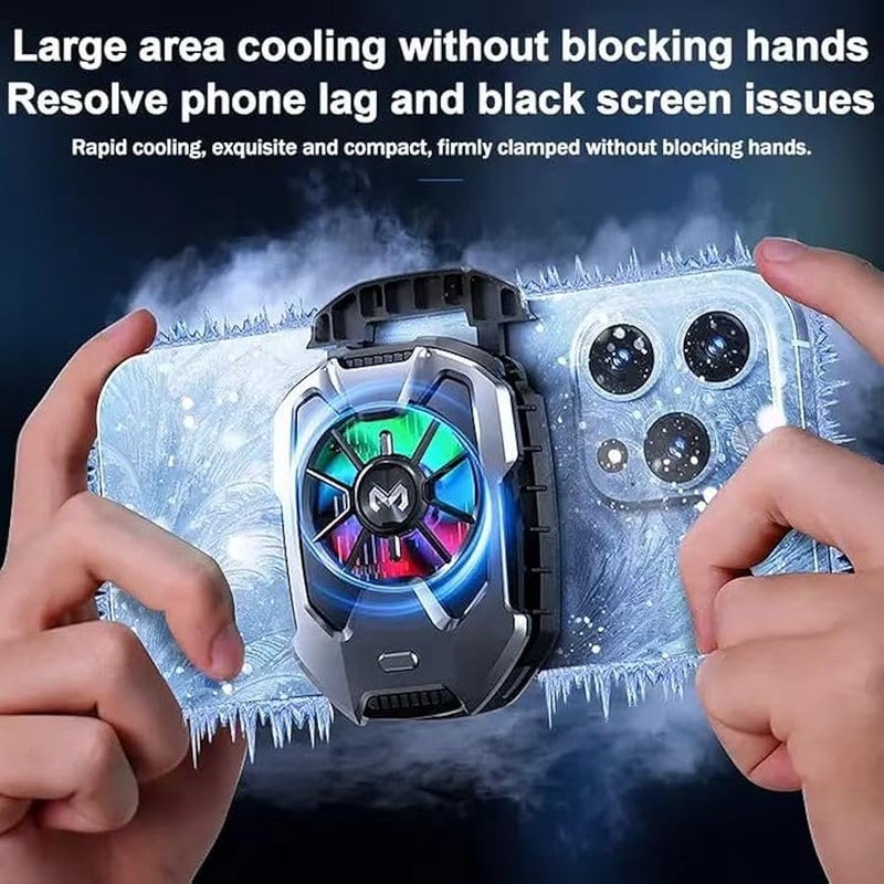 Cell Phone Cooler for Gaming,live streaming, liubaiwuquxing 25W Mobile Phone Cooling Fan with Fan Speed Settings, for 2.36-3.4 inches iPhone/Android smartphone, Cellphone Radiator (black), Large - Image 3