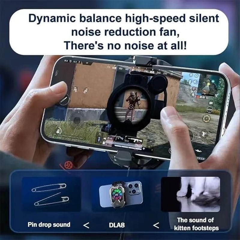 Cell Phone Cooler for Gaming,live streaming, liubaiwuquxing 25W Mobile Phone Cooling Fan with Fan Speed Settings, for 2.36-3.4 inches iPhone/Android smartphone, Cellphone Radiator (black), Large - Image 5