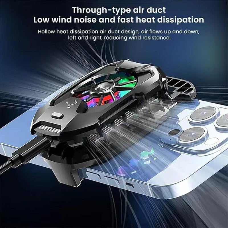 Cell Phone Cooler for Gaming,live streaming, liubaiwuquxing 25W Mobile Phone Cooling Fan with Fan Speed Settings, for 2.36-3.4 inches iPhone/Android smartphone, Cellphone Radiator (black), Large - Image 2