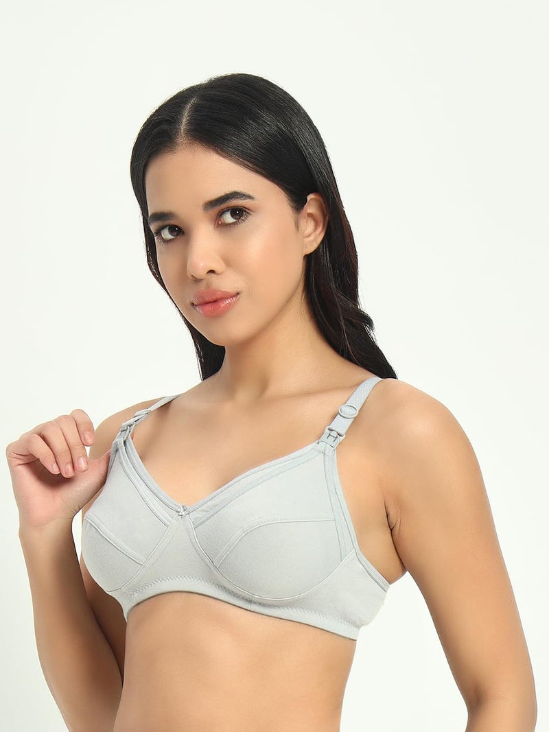 BRIELLE Women's Cotton Feeding Bra/Maternity/Nursing Bra Non-Padded Wire-Free Maternity Bra for (Pack of 3) - Image 2
