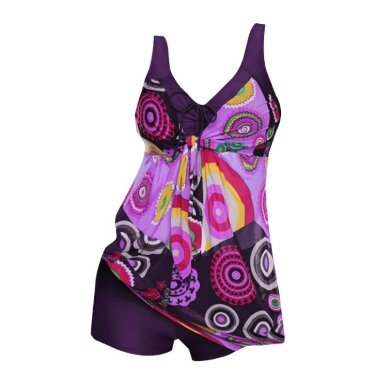 2019 European and American popular large size women's swimwear foreign trade hot-selling skirt split swimsuit black L - Image 4