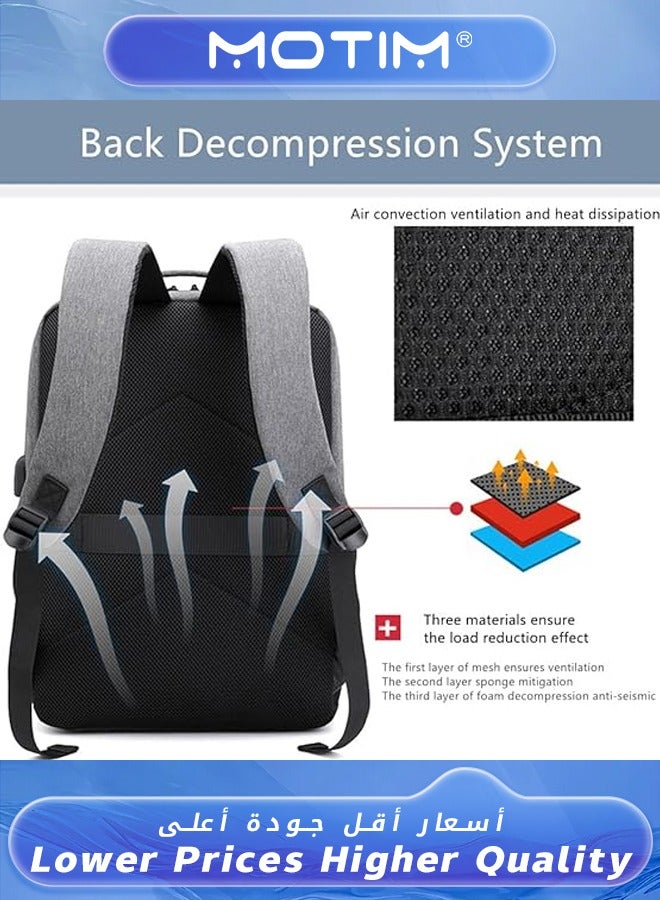 موتيم حقيبة ظهر للكمبيوتر المحمول 15.6 بوصة مفتوحة على الظهر للكمبيوتر المحمول حقيبة ظهر  للكمبيوتر المحمول للرجال والنساء مقاومة للماء حقيبة ظهر للأعمال والسفر حقيبة ظهر كاجوال للسفر مع منفذ شحن USB - Image 5