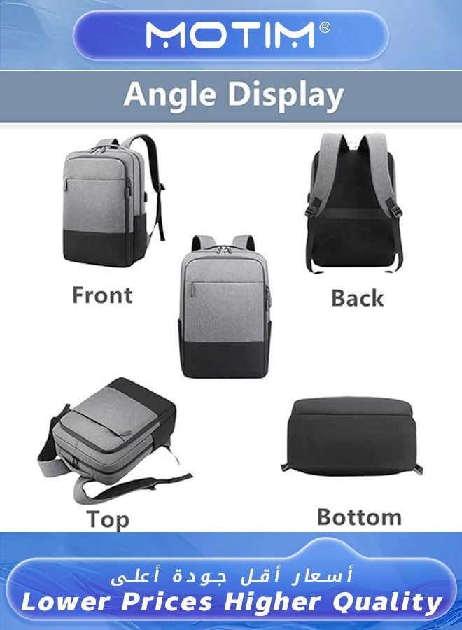 موتيم حقيبة ظهر للكمبيوتر المحمول 15.6 بوصة مفتوحة على الظهر للكمبيوتر المحمول حقيبة ظهر  للكمبيوتر المحمول للرجال والنساء مقاومة للماء حقيبة ظهر للأعمال والسفر حقيبة ظهر كاجوال للسفر مع منفذ شحن USB - Image 2