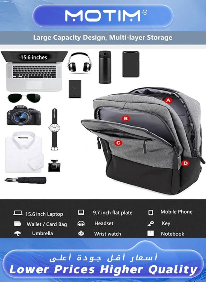 موتيم حقيبة ظهر للكمبيوتر المحمول 15.6 بوصة مفتوحة على الظهر للكمبيوتر المحمول حقيبة ظهر  للكمبيوتر المحمول للرجال والنساء مقاومة للماء حقيبة ظهر للأعمال والسفر حقيبة ظهر كاجوال للسفر مع منفذ شحن USB - Image 3