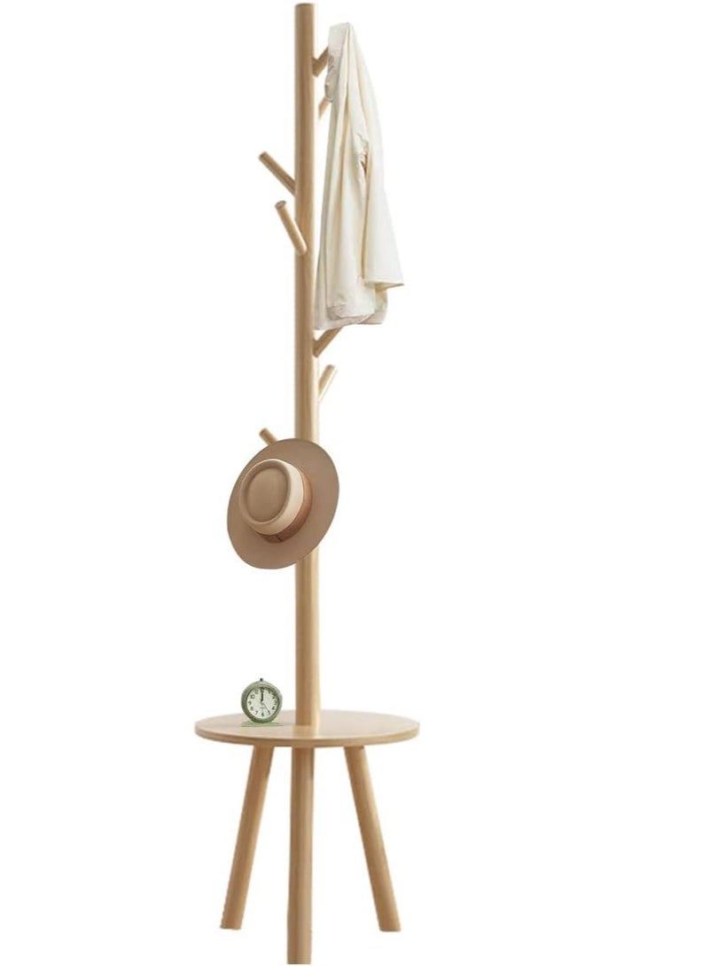 MIXDE Coat Rack Stand,Wooden Coat Rack Freestanding with Shelf,Coat Tree for Clothes/Bag/Hats, Hanger Stand for Entryway/Living Room/Bedroom/Office - Image 1