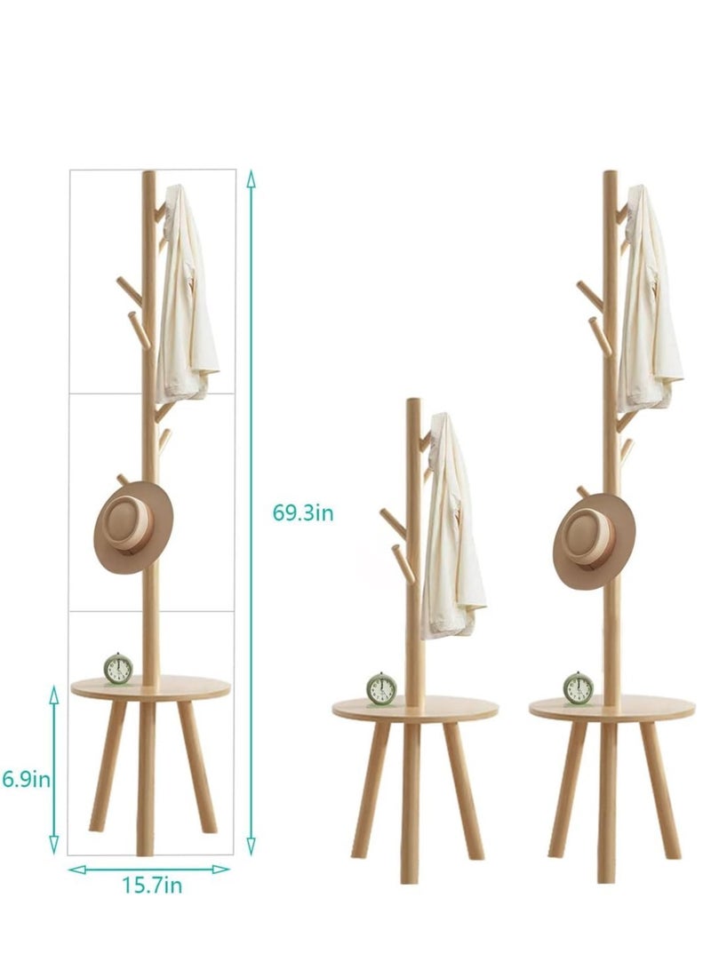 MIXDE Coat Rack Stand,Wooden Coat Rack Freestanding with Shelf,Coat Tree for Clothes/Bag/Hats, Hanger Stand for Entryway/Living Room/Bedroom/Office - Image 2