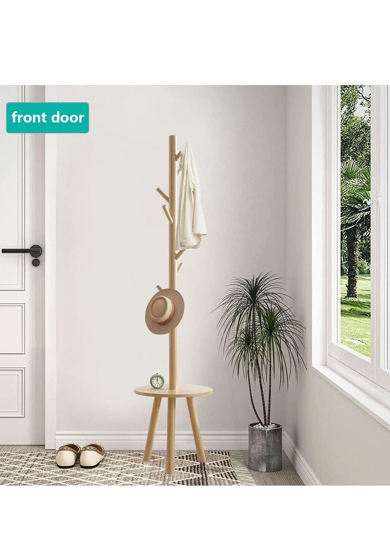 MIXDE Coat Rack Stand,Wooden Coat Rack Freestanding with Shelf,Coat Tree for Clothes/Bag/Hats, Hanger Stand for Entryway/Living Room/Bedroom/Office - Image 4