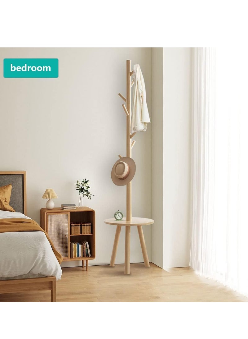 MIXDE Coat Rack Stand,Wooden Coat Rack Freestanding with Shelf,Coat Tree for Clothes/Bag/Hats, Hanger Stand for Entryway/Living Room/Bedroom/Office - Image 3