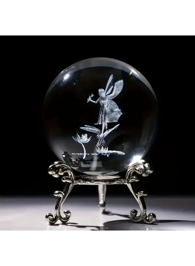 3D Laser Engraved Crystal Ball with Silvery Stand Home Decor Wedding Gift - Image 5