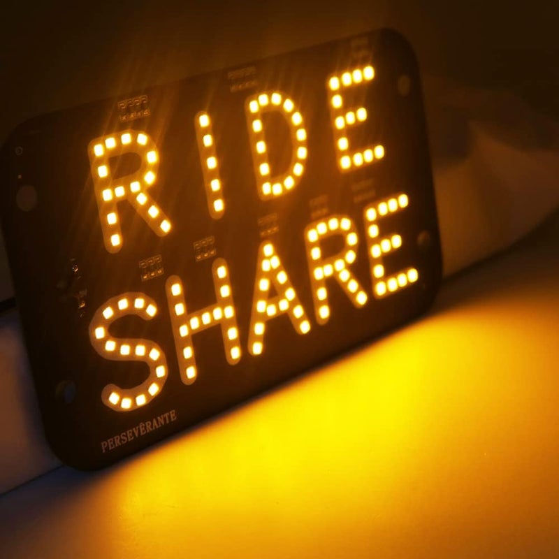 YSY LED Car Window Accessory Sign RIDESHARE for Ride Share Drivers - 6ft USB Cable with On/Off Switch (Yellow) - Image 5