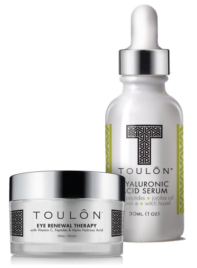 TOULON Hyaluronic Acid Anti Aging Skin Care Kits; Women Beauty Set: Hyaluronic Acid Serum and Eye Cream for Dark Circles & Puffiness; Perfect Present for Women and Men: Natural Skin Care Kit - Image 2