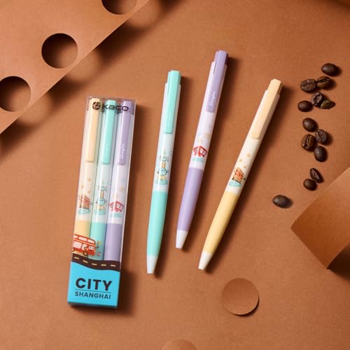 Kaco K7 SHANGHAI City Gel Ink Pens 3 Pieces Black Ink Pens 0.5mm Fine Point, Writing Length up to 600 Meters, Quick Drying & Comfortable Grip - Image 1