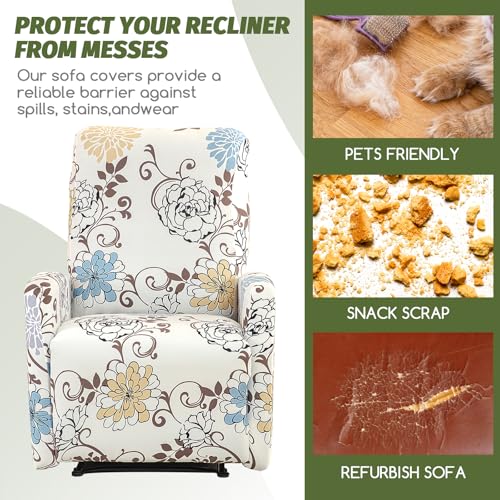 FUANGUI Recliner Chair Covers 4-Pieces Small Recliner Cover for Recliner Chair, Non Slip Covers Washable Lazy Boy Recliner Slipcovers/Furniture Protector for Kids, Dog, Living Room, 10 - Image 3