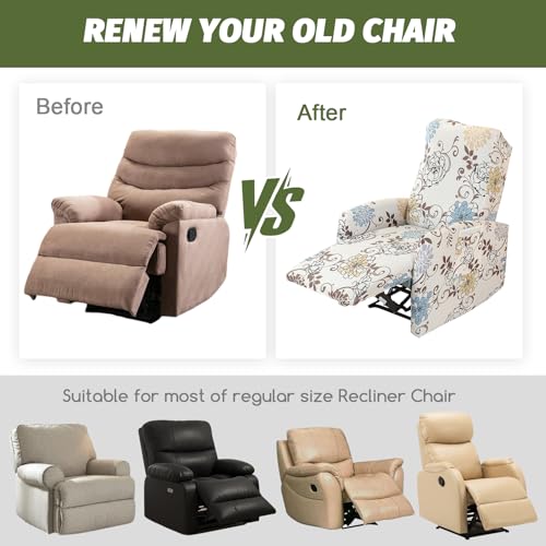 FUANGUI Recliner Chair Covers 4-Pieces Small Recliner Cover for Recliner Chair, Non Slip Covers Washable Lazy Boy Recliner Slipcovers/Furniture Protector for Kids, Dog, Living Room, 10 - Image 5