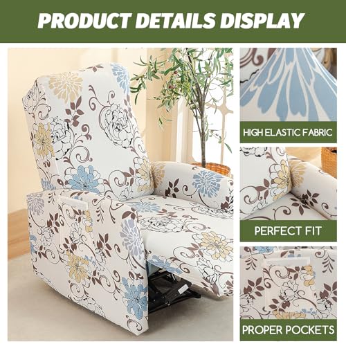 FUANGUI Recliner Chair Covers 4-Pieces Small Recliner Cover for Recliner Chair, Non Slip Covers Washable Lazy Boy Recliner Slipcovers/Furniture Protector for Kids, Dog, Living Room, 10 - Image 4