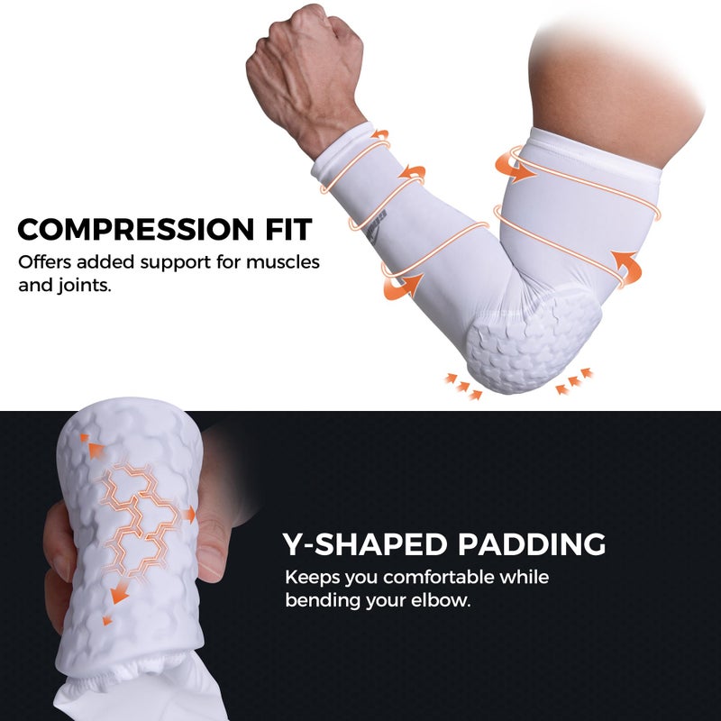 COOLOMG أكمام ضغط COOLOMG مع وسادة كوع لكرة الطائرة وكرة السلة وكرة القدم باللون الأسود M - Image 4