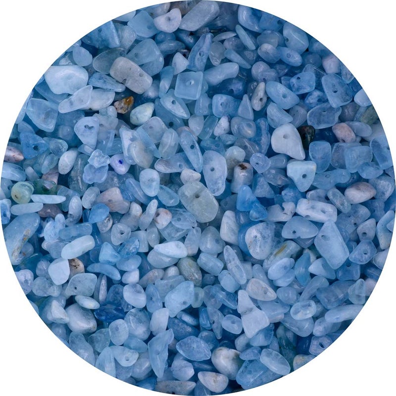 Natural Chip Stone Beads 58mm About 400 Pieces Irregular Gemstones Healing Crystal Loose Rocks Bead Hole Drilled DIY for Bracelet Jewelry Making Crafting 58mm Aquamarine